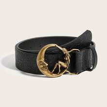1pc Women's Vintage Alloy PU Grape Pattern Belt, Suitable For Daily Use - Black - View 7