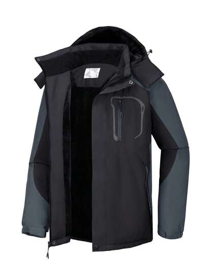 CAMEL CROWN 男士防水保暖滑雪服，带可拆卸帽子，蓬松抓绒内衬，冬季款