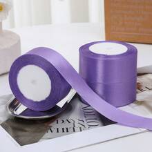 1Roll 0.6cm/4cm Width Satin Ribbon For DIY Bows, Cake Decorating, Packing, - Mauve Purple - View 7
