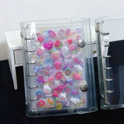  1pc A7 Transparent Loose Leaf Notebook, Sticker Book, Double Button Hand Book, IDOLME Hand Book Material Storage, Transparent Inner Page Replacement Core, PP Material, Kpop Photo Card Storage, Large Capacity Portable Sticker Storage, Sticker Storage, Nail Art Storage, Suitable For Scrapbooks, Photo Albums, Notebooks, Savings Plan Books, Student Return To School Supplies, Etc