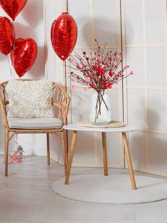 Valentine's Day Artificial Heart Flower Berry Stem Gift Red Pink Valentine's Day Heart Pick For Wedding Anniversary Vase Filling Valentine's Day Party Decoration