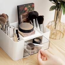 1pc Multi-Functional Organizer Box With 5 Compartments, 2 Sliding Drawers, Suitable For Home, School, Office - Multicolor - View 10