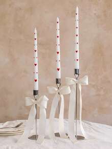 2支25厘米心形印花蜡烛，北欧简约ins风，浪漫婚礼、派对、晚宴适用，也适合作为礼物、生日、聚会、用餐、野餐、摄影、烛光晚餐、周年纪念、情人节、情侣礼物。 - 彩色 - 查看 7