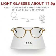 New Fashionable Men's Oval Spring Leg Small Frame Retro Metallic Glasses, Unisex Blue Light Blocking Clear Lens - Multicolor - View 3