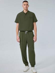 男士医用工作裤，舒适百搭，纯色简约多口袋设计，适用于工作、牙科、医疗保健、宠物医院、实验室等场所，亦可作为男士制服或医用制服穿着。