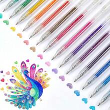A Set Of Glitter Gel Pens, Highlighting Painting, Journaling, Student Creative Neutral Pens, DIY Highlighter Pen Set Of 12pcs