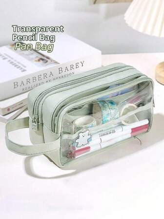 CUTTRSZE 1pc Stationery Bag, Pen Pouch, Multi-Color Pencil Case, Large Capacity DIY Storage Bag, Suitable For Office, Students, Back To School Gifts, School Supplies