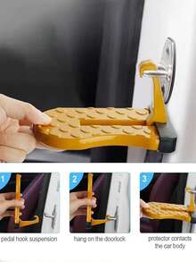 重型 400 磅承重 SUV/卡车折叠踏板 – 铝合金汽车启动器，带安全锤/破窗器，防滑黑/银色饰面，耐刮擦，易于安装（兼容房车）