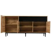 Modern Wooden Sideboard With Three Doors And Shelves, 160 X 35 X 76 Cm, Easy Assembly, Compact Design, Sturdy And Reliable - Natural Color - View 9