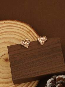 1对时尚简约心形豹纹耳环，适合日常佩戴 - 多色5 - 查看 5