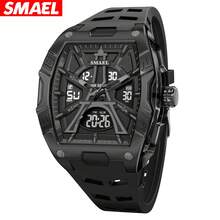 SMAEL Fashion Men's Hollow Dial Watch With Alarm/Chronograph/Date/Seconds/Luminous Multi-Function, Digital Pointer Dual Display, Silicone Strap Quartz Electronic Watch - one-size - View 11