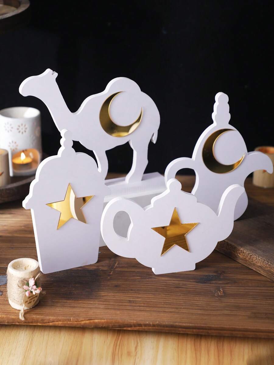 Bộ trang trí Ramadan Eid gồm 1 món, bao gồm trăng lưỡi liềm, lạc đà, đèn lồng, ấm trà, vật trang trí trung tâm bàn tiệc ngày lễ Hồi giáo, trang trí nhà cửa theo phong cách Ả Rập, Eid Mubarak, Ramadan Kareem, trưng bày tiệc lễ hội, trang trí bàn, kệ phòng khách, tạo không khí tâm linh, ý tưởng quà tặng theo mùa, vật trang trí đếm ngược ngày lễ, các yếu tố trăng và sao tỏa sáng, trang trí nhà cửa theo chủ đề Trung Đông.