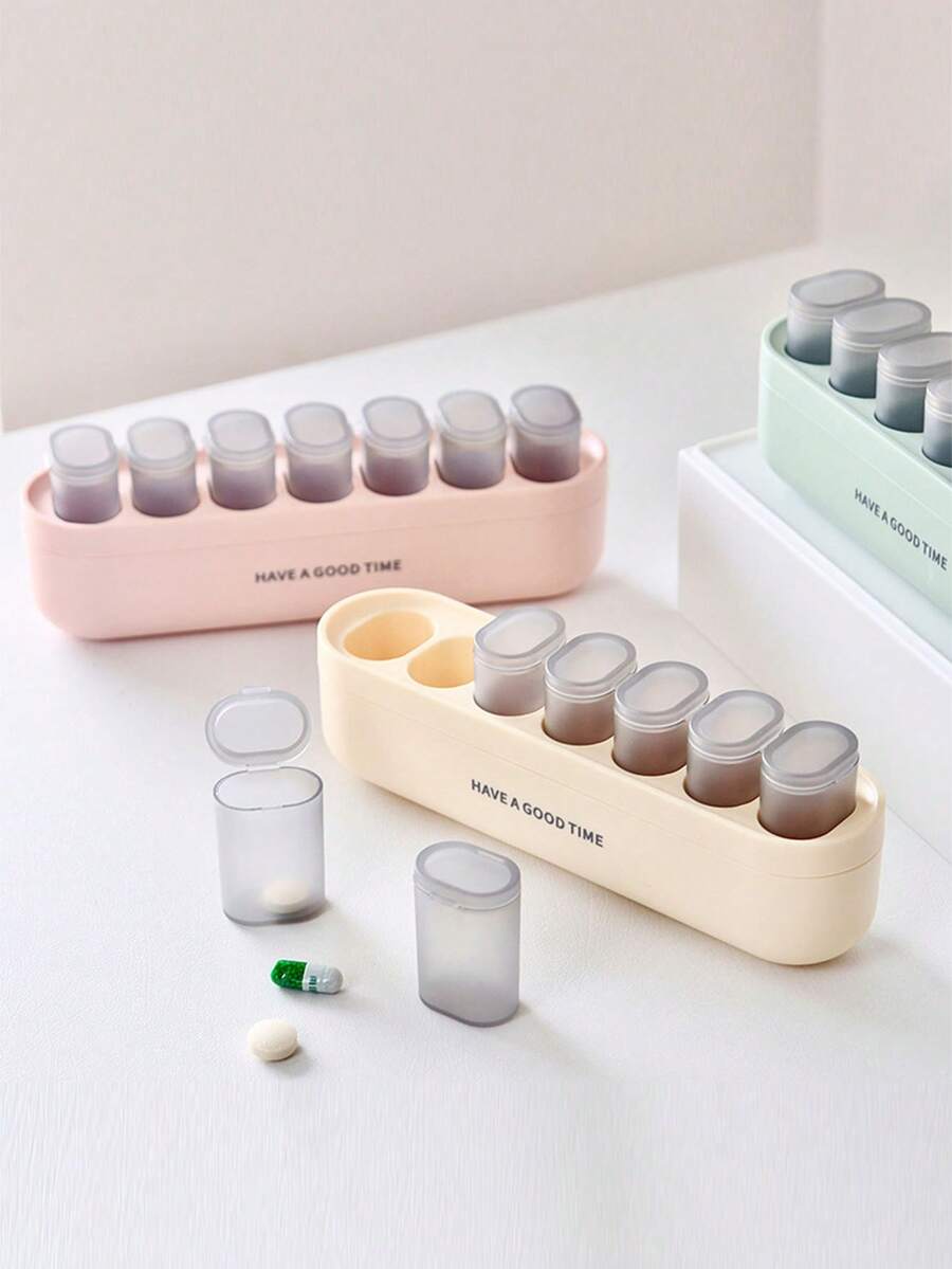 1 pieza/3 piezas Organizador de pastillas semanal de 7 días de plástico, caja divisora de medicamentos de gran capacidad con recordatorio, estuche de almacenamiento de pastillas mini, caja de medicina portátil para viajes
