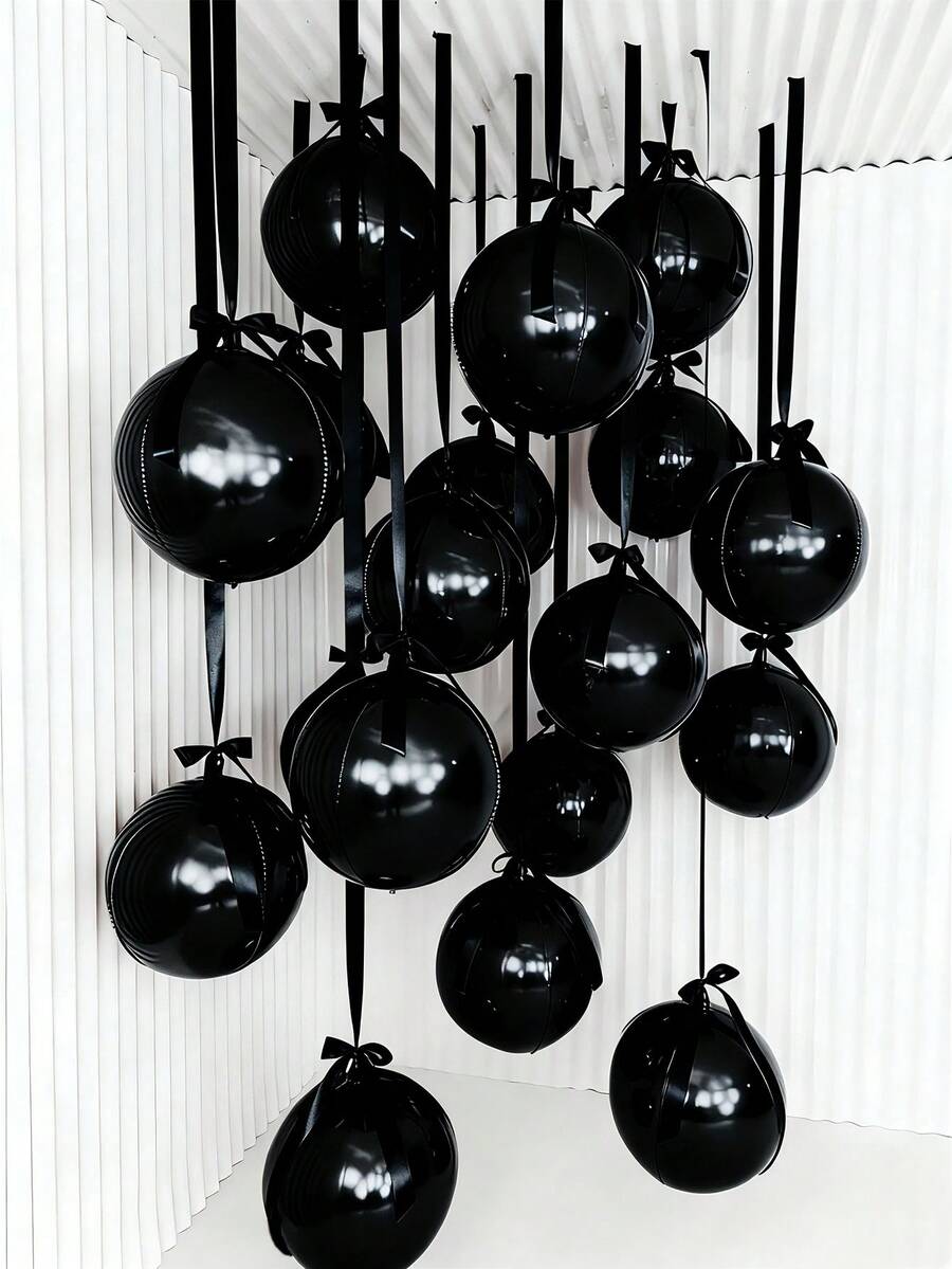 10个深绿色4D气球,18英寸,配深绿色涤纶丝带和遮蔽纸,方便携带,适用于房间装饰、派对装饰、婚礼装饰、家庭聚会。 - 黑色 - 查看 1