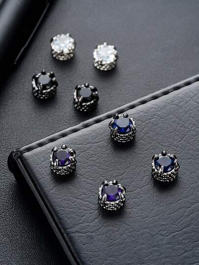 European & American Hip-Hop Style Magnetic Dragon Claw Clip-On Earrings, Fashionable Versatile Single Diamond Stud Earrings For Men