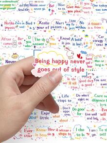 50/100 piezas Paquete de pegatinas con citas inspiracionales en inglés, calcomanías motivacionales con garabatos para laptop, equipaje, coche, decoración para estudiantes, diario, scrapbooking, maleta - Multicolor - Ver 4