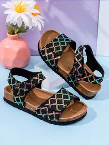 Kids' Soft-Sole Butterfly Design Fashion Sports Sandals, Boys' Beach Sandals, Girls' Princess Shoes, Summer New Arrival - Black - View 5