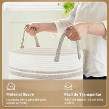 Cesta de Manta, Cesta de Almacenamiento Tejida Decorativa para la Sala de Estar Contenedores De Juguetes, Almohadas, Ropa (Beige-H50) - Gris claro-H50 - Ver 5