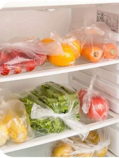 100 Reusable Plastic Storage Bags For Refrigerator Safety - Durable, Space-Saving, For Fresh Food, Travel, And Home - Great For Fruit, Vegetables, Etc., Refrigerator Bags, For Stove And Refrigerator, Refrigerator Storage Bags, Supermark Plastic Bags, Microwave Bags, Refrigerator And Refrigerator Roll Bags, Kitchen Accessories, Kitchen Storage Containers, Food Storage Containers, Containers, Kitchenware, Freshness Storage Bags