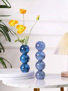 1 قطعة من الزجاج متعدد الألوان مرتبط بالمزهرية، حاوية زهور شفافة بسيطة، مزهرية كرة دائرية، مناسبة للاستخدام في غرفة المعيشة والطاولة الرئيسية بالمنزل - متعدد الألوان - مشاهدة 3