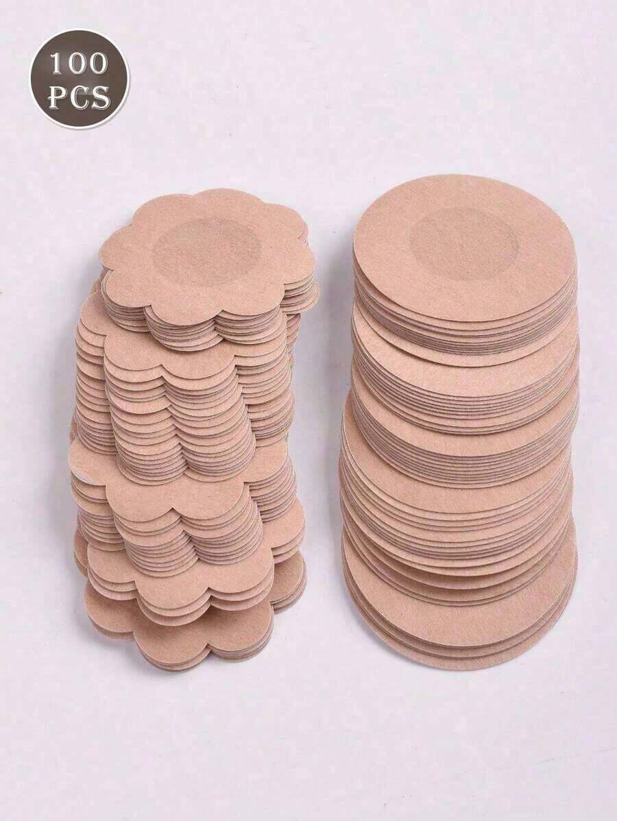 100pcs Disposable Nipple Covers, Seamless Breathable Self-Adhesivelnvisible Bra, Women's Lingerie & Underwear Accessories,Low Cut Evening Dresses, Bras, Underwear Accessories, Nipple Covers To Prevent Exposure, Wedding Photography Supplies, Wedding Clothing Accessories - Apricot - View 1