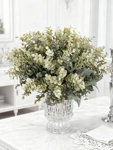 1pc High Quality Artificial Plant Plastic Bouquet, Eucalyptus Leaves, Spring Valentine's Day Gift, Birthday Party Decoration, Wedding Flower Basket, Bridal Bouquet, Home Decor, Restaurant, Bedroom, Windowsill, Vase Decoration, New Year Decoration, Outdoor Garden, Back To School Season - Gray-green - View 5
