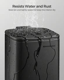Kitchen Bin, 1.6-Gallon (6 L) Trash Bin, Steel Pedal Bin, With Inner Bucket, Soft Close And Stays Open, Ink Black - Black - View 2