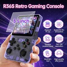 R36S Retro Handheld Game Console, 3.5 Inch IPS Screen, 64GB Memory, Over 30,000 Games, Based On LINXU Open Source ARKOS, 3500mAh Battery (Dark Blue) - Purple - View 3
