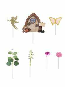 39pcs Fairy Cake Decorations, Pink Mushroom Gate Butterfly Flower Cake Decorations, Fairy Garden Decorations For Fairy Party Birthday Babyshower Cake Toppers,Baptism Cake Decorations(Do Not Touch The Cake Directly; Use It With The Tube.) - Multicolor - View 9