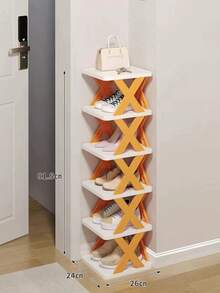 6 Tier Narrow Shoe Rack, New Upgraded Shoe Shelf Small Vertical Shoe Stand, Space Saving DIY Free Standing Shoes Storage Organizer For Entryway, Closet, Hallway, Easy Assembly And Stable In Structure, Black & White - 彩色 - 查看 5