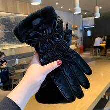 1 Pair Of Ladies' Warm Gloves, With Thick Lining, Windproof And Waterproof, Touch Screen Design, Suitable For Cycling, Driving, Outdoor Sports, Skiing And Commuting, Suitable For Autumn And Winter Seasons, Winter Gloves, Functional Gloves, Sports Gloves, Breathable Material, Reinforced Stitching, All-Season Gloves, Warm Gloves, Commuters - màu đen - Xem 5