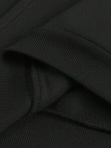 Chic Anime Girl With Pink Hair And Horns Featuring Japanese Text And Futuristic Design Elements Men's Hoodie - Autumn & Winter Warm Fleece-Lined Versatile Slouchy Loose Fit American Anime & Japan - Black - View 9