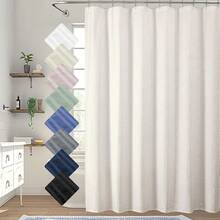 Aiyufeng - Cortina de ducha con relieve en color crema (182.88 x 243.84), tamaño (AECRMEM7296SC-L) - blanco - Ver 2