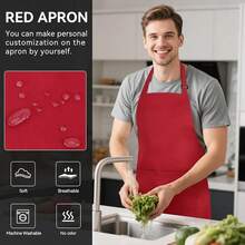 NLUS 2 Pack Kitchen Aprons With 2 Pockets For Women Men, Chef Aprons For BaFKing BBQ CooFKing, Red,ChiliRed - 辣椒紅 - 查看 3