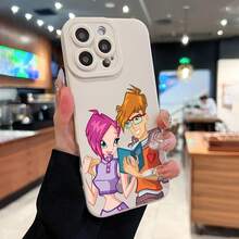 Funda animada para teléfono con diseño de dúo leyendo juntos. Compatible con teléfonos ,  17,  16 Pro Max,  15 Pro Max,  13 y  12. Fabricada en TPU para una protección eficaz contra golpes y caídas. Un regalo ideal para familiares, amigos, seres queridos, parejas y para Navidad. - Blanco - Ver 6