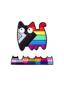 1 Set LGBT Rainbow Pride Cat Enamel Brooch, Cute Kitty Pet Metal Brooch, Backpack Lapel Badge, Accessory Gift For Best Friend - Multicolor - View 9