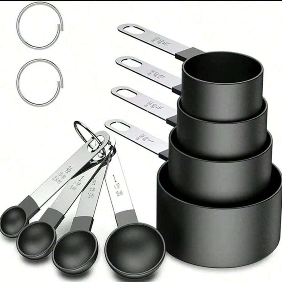 4/8pcs/Set Stainless Steel Handled Multi-Functional Plastic Measuring Spoons, Measuring Cups, Scaled Measuring Spoons Set, Cooking And Baking Tool, Essential Kitchen Gadgets For Home And School - Multicolor - View 1