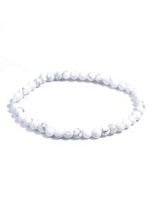 YAUKIA 1条天然白纹石弹力手链，白色宝石疗愈手链，吸收负能量，增强勇气、自信、好运与平和。 - 彩色 - 查看 10