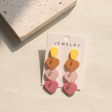 1 par de aretes largos de acrílico con corazón degradado y lunares estilo graffiti, regalo para mujeres, festivales de música y fiestas