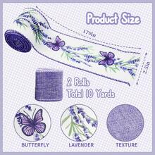 2 Rolls Lavender Wired Edge Ribbon - 2.5 Inch, 5 Yards Each, Spring Summer Lavender Grosgrain With Wired Edge For Wedding Decor, Gift Wrapping & DIY Crafts, Mother's Day Gift,Butterfly - 蝴蝶 - 查看 4