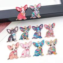 吉娃娃吊坠，5/10 件装热销合金珐琅狗吊坠，可用于 DIY 项链和手链。 - 均碼 - 查看 10