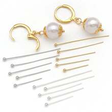 50pcs 16/20/25/30/35mm Elegant Classic DIY Jewelry Findings Kit Copper Plated 18K Gold, Thick Silvery & Platinum Ball Head Pins With Floral Pearl Seats Perfect For Bracelets, Necklaces, Earrings, Wedding & Party - Multicolor - View 13