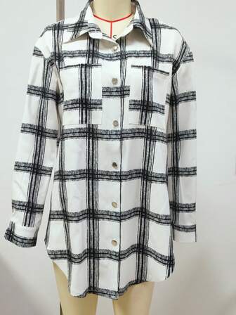 Women's Casual Office Plaid Classic Jacket Long Sleeve Outwear