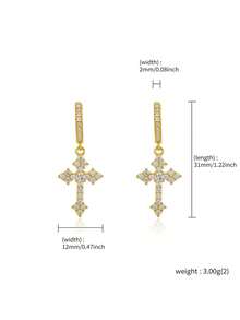 一对钻石菱形十字耳环，独特的欧美高端设计，男女皆宜，情侣饰品 - 彩色 - 查看 11