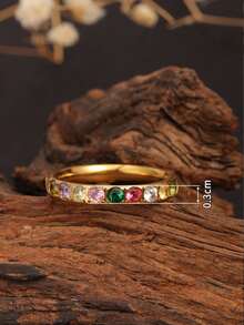 1 chiếc nhẫn kim cương vuông lớn bằng thép không gỉ, nhẫn đính đá Cubic Zirconia hình vuông nhỏ đơn giản mạ vàng 18K, thích hợp cho trang phục hàng ngày của phụ nữ, đám cưới, quà tặng cho mẹ/vợ - Nhẫn vàng họa tiết hình học đính đá zircon nhân tạo nhiều màu sắc - Xem 4