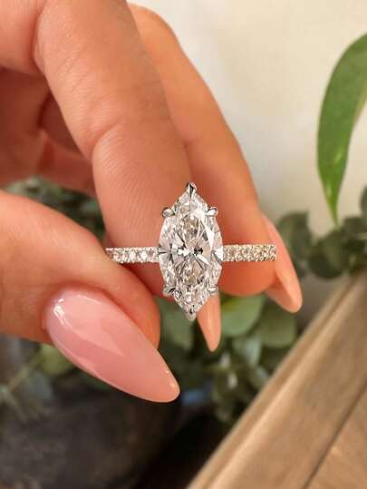 1 adet S925 ve 925 Ayar Gümüş 1-3 Karat Markiz Kesim Kübik Zirkon Taşlı Alyans, Kadınlar İçin Eşsiz Lüks Sonsuz Tatil Hediyesi, Zarif Takı, Kız Arkadaşa Hediye