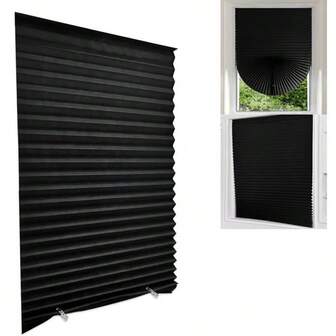 1pc Easy Install Pleated Curtain, Suitable For Office, Kitchen, Bedroom And More Scenarios