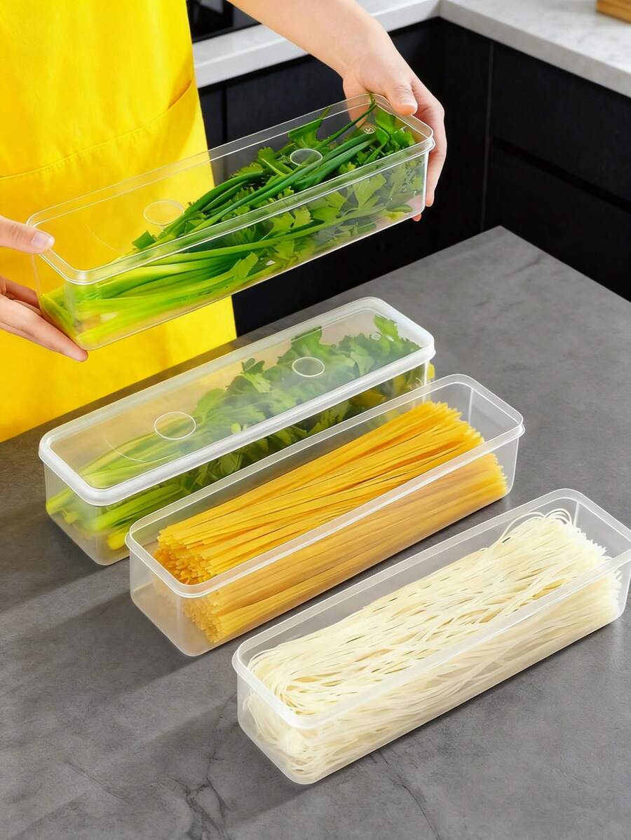 4/6pcs Pasta Storage Containers, Long Noodle Preservation Boxes, Large Capacity Rectangular Food Containers