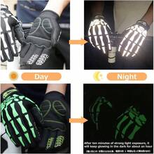 Skeleton Gloves Adjustable Lightweight Racing Skull Sports Work Bone Gloves Anti - Slip Breathable Men Women Motorcycle, Cycling, Biking, Workout - #2 白色 - 反光 - 骷髏圖案 + 中號 - 查看 3