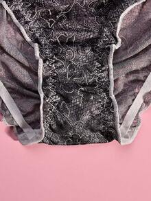 5pcs/Pack - Plus Size Women Floral & Heart Print Contrast Trim Hipster Panties, Comfortable Fabric - Multicolor - View 7